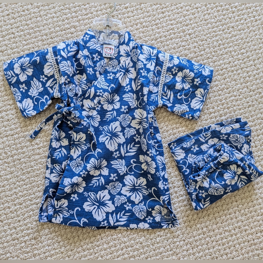 Baby Yukata Set Japanese Kimono 18-24 Months Ceremony Hibiscus Okinawa - Picture 5 of 14